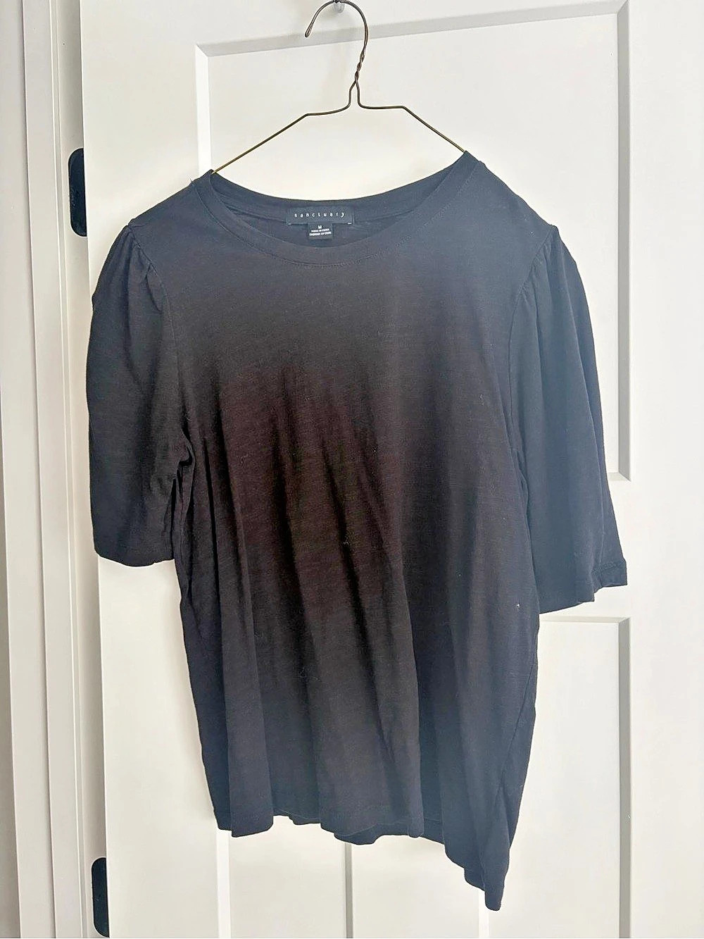 Sanctuary Lizzy Puff Sleeve Tee Black Medium